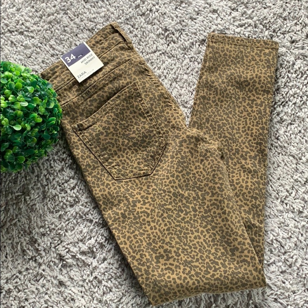 ZARA Animal Print Mid Rise Skinny‎ Jeans - Picture 2 of 10